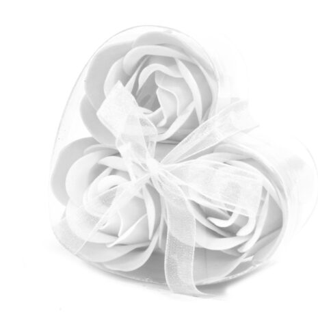 Lot de 3 boîtes coeur fleur de savon - Blanc