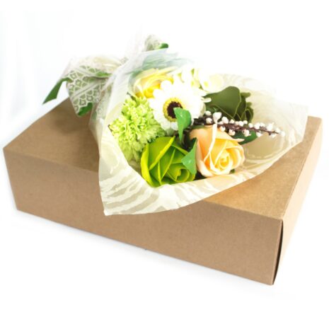 Jabón de mano en caja, ramo de flores - Verde