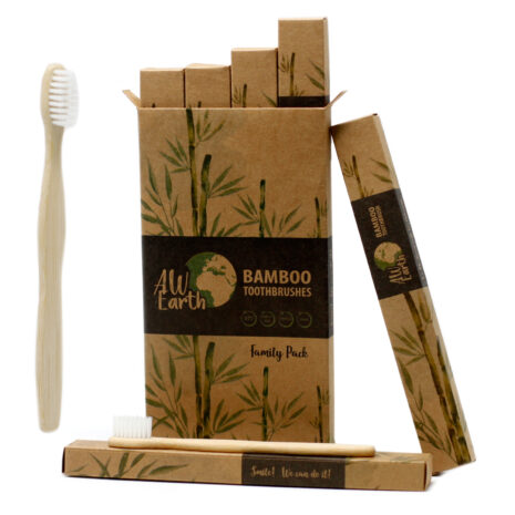 Pack familiar de cepillos de dientes de bambú (2 adultos y 2 niños)