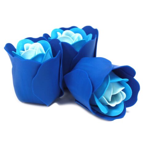 Boîte de 3 roses bleues en savon-2