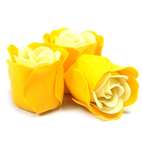 Boîte de 3 roses jaunes en savon-2