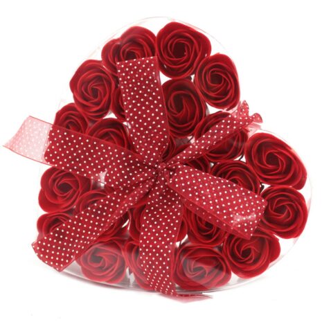 Juego de 24 cajas de corazones de flores de jabón - Rosas rojas