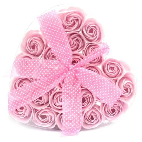 Juego de 24 cajas de corazones de flores de jabón - Rosas rosas