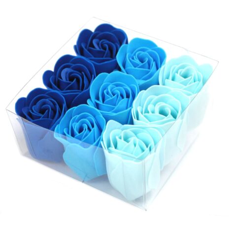 9 Roses bleues Boîte-cadeau pour fleurs de savon