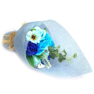 Bouquet de fleurs de savon bleu-2