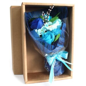 Blue Soap Gift Box With Roses & Carnations-2