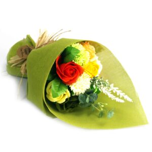 Ramo de flores de jabón verde y amarillo-2