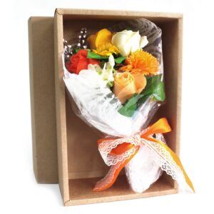 Orange Soap Gift Box With Roses & Carnations-2