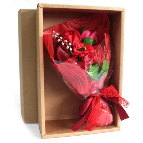 Red Soap Gift Box With Roses & Carnations-2