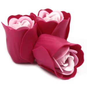 Caja de 3 rosas de jabón rosa